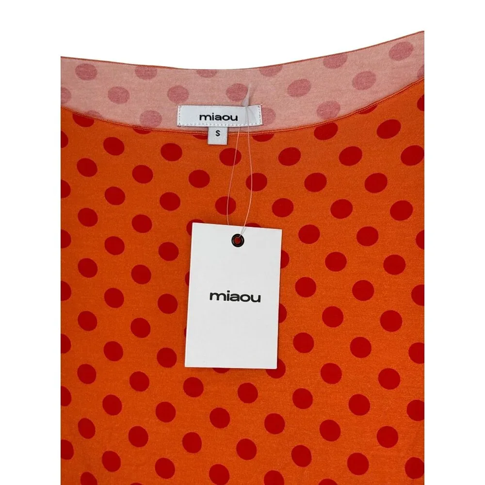 Miaou Amelia Top in Red Polka Dot Small New Womens Long Sleeve Tee - Picture 10 of 16